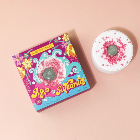 Age of Aquarius Lemongrass Bath Bomb with Aventurine