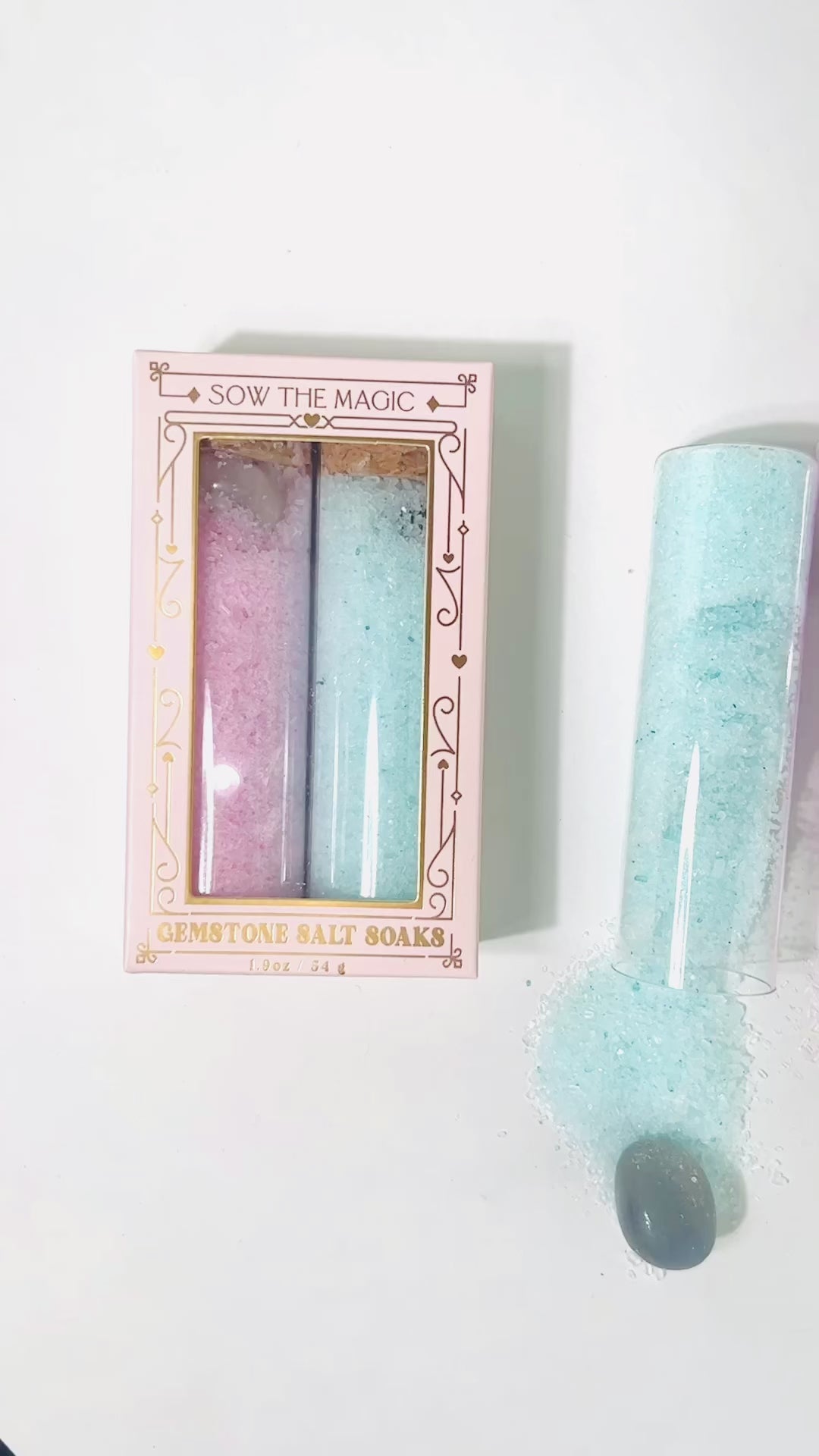 Gem Infused Salt Soak Duo with Rose Quartz + Blue Aventurine