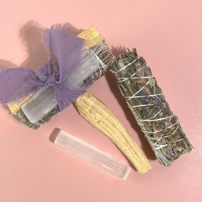 Lavender + White Sage Protection Bundle with Selenite and Palo Santo