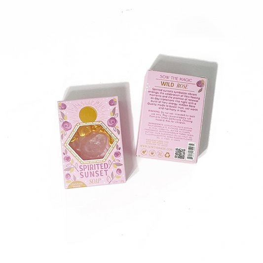 Spirited Sunset Gemstone Bar Soap in Wild Rose with Rose Quartz