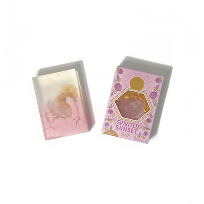 Spirited Sunset Gemstone Bar Soap in Wild Rose with Rose Quartz