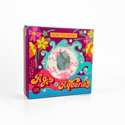 Age of Aquarius Lemongrass Bath Bomb with Aventurine