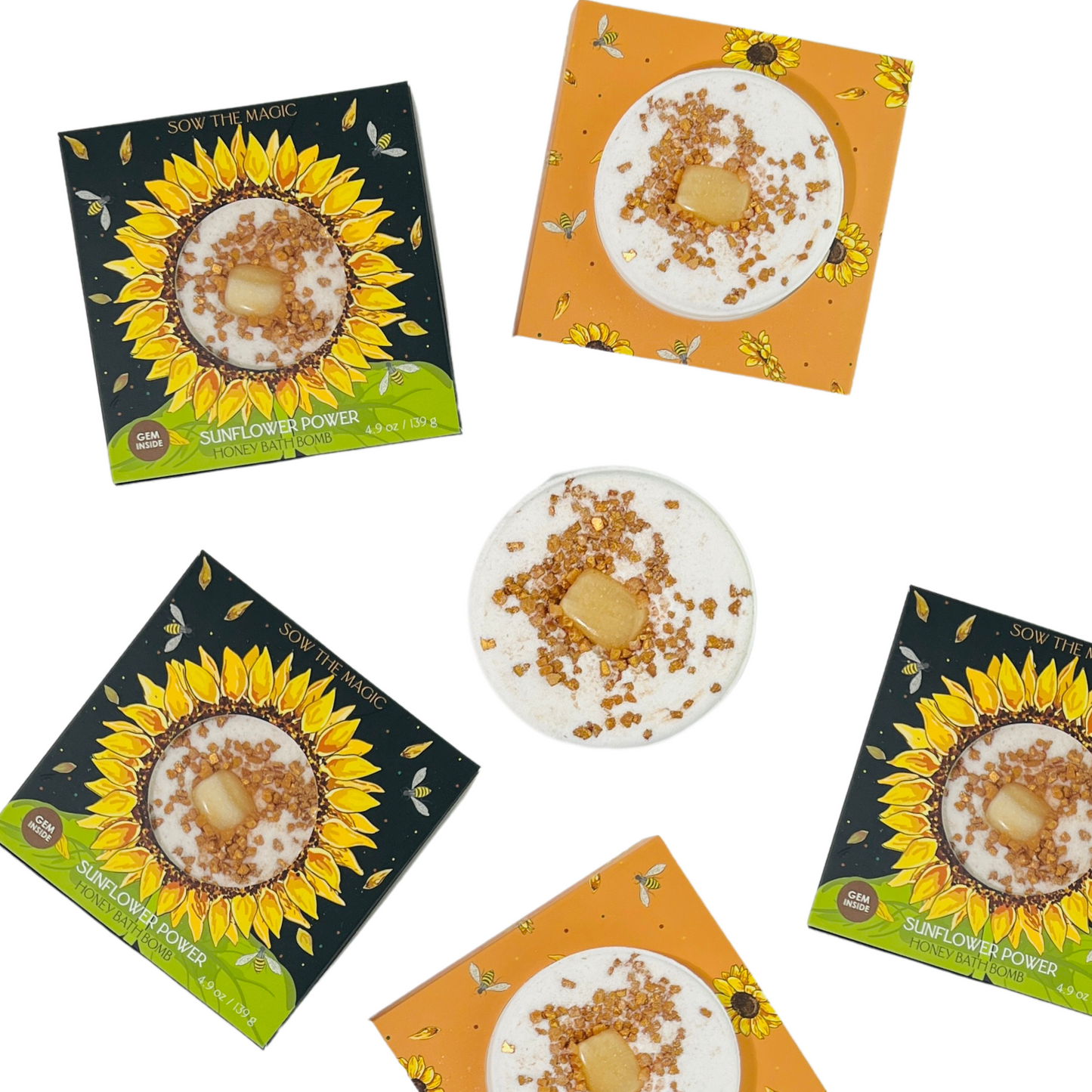 Sunflower Power Honey Bath Bomb with Amber