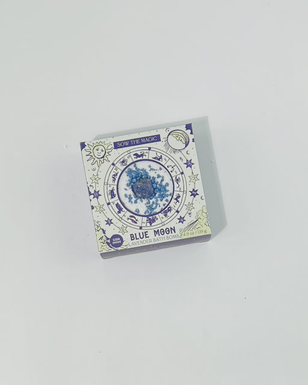 Blue Moon Lavender Bath Bomb with Sodalite